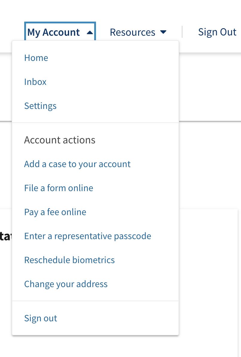 Tela com My Account no canto superior direito