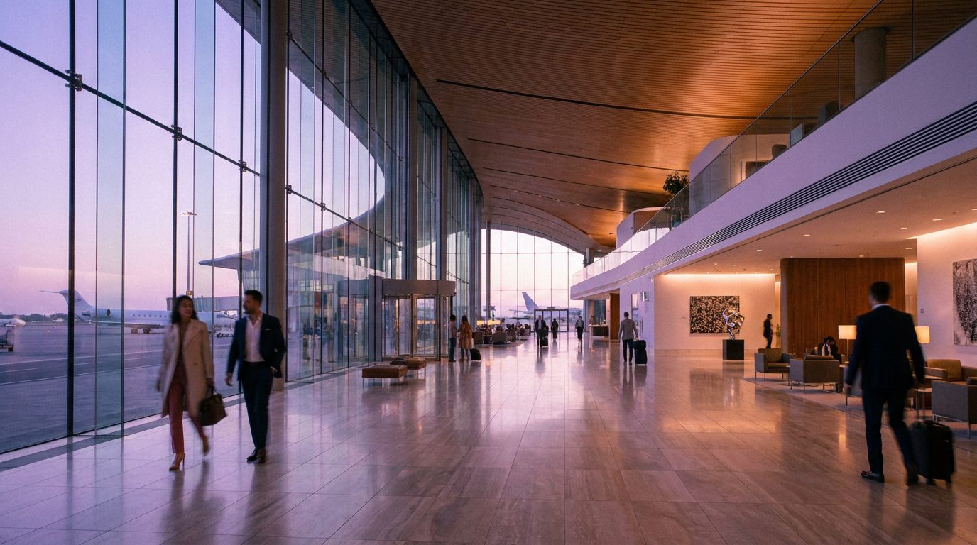 Saguão de aeroporto moderno
