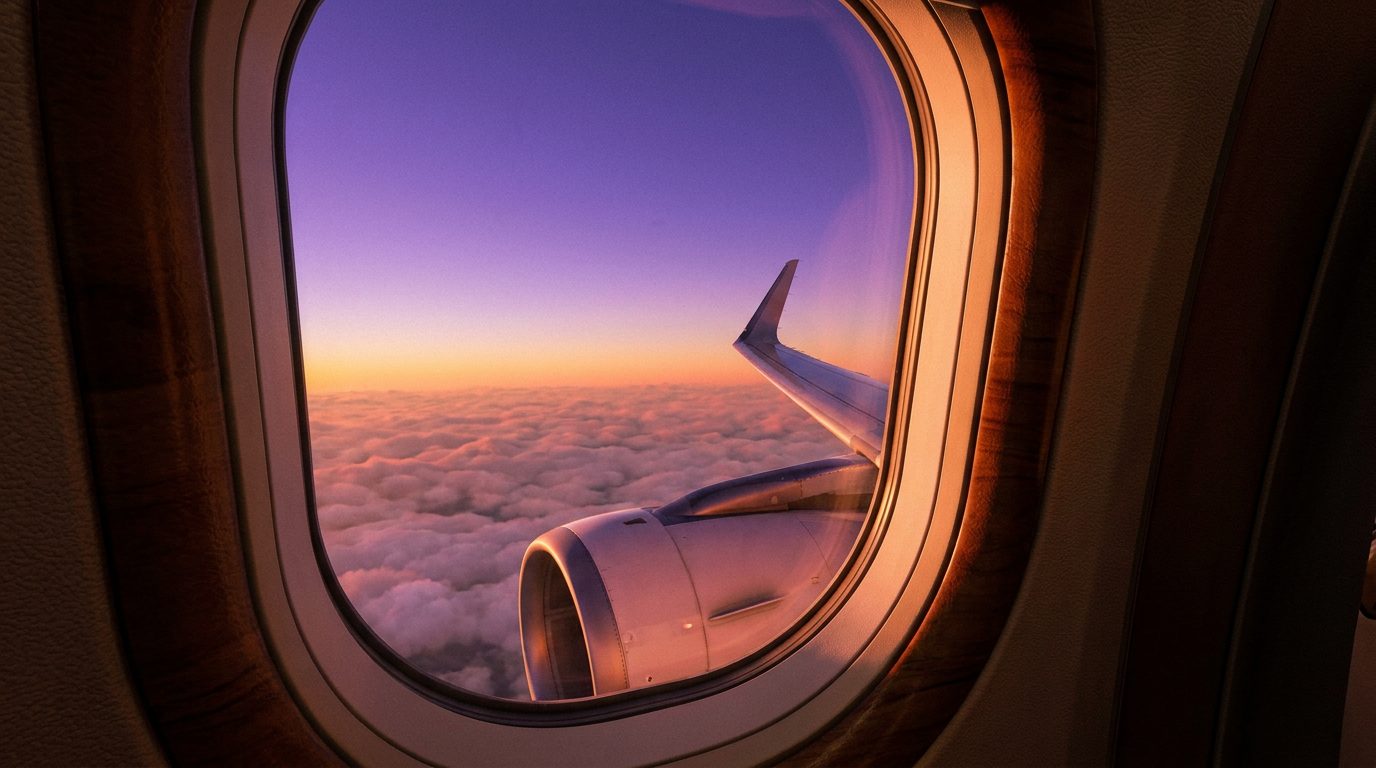 Asa de avião nas nuvens